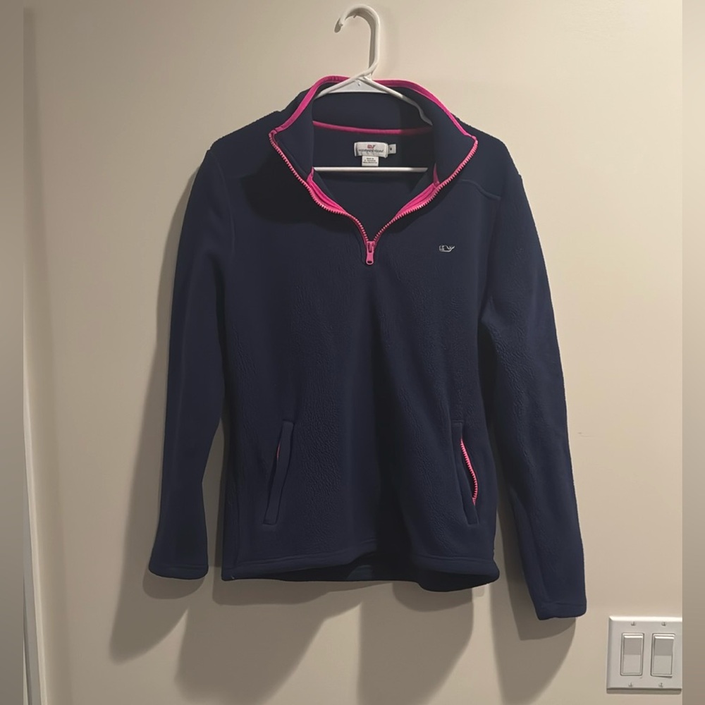 Vineyard Vines Navy and Pink Pullover
